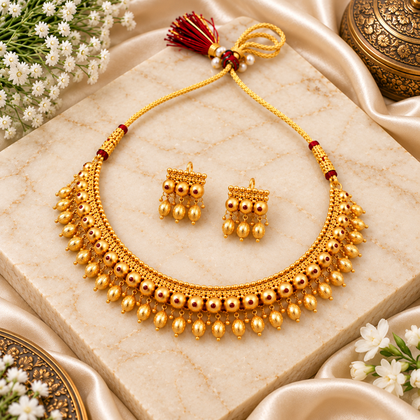 Traditional Gold-Tone Ghungroo Necklace Set