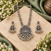 Oxidised Silver Peacock Pendant Necklace Set with Matching Jhumka Earrings for Women | Traditional Ethnic Jewellery
